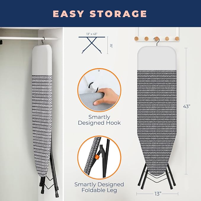 Happhom Ironing Board, Compact and Space Saver Iron Board, Safety Ironing - Image 6