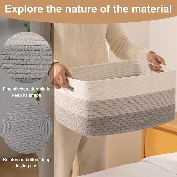 Large Storage Basket for Organizing, Woven Rope Basket for Shelves, Closet - Image 7