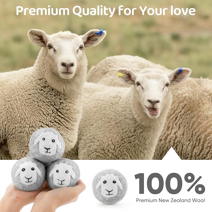 Wool Dryer Balls 6 Pack, Natural Fabric Softener, Dryer Balls Laundry Reusable - Image 3