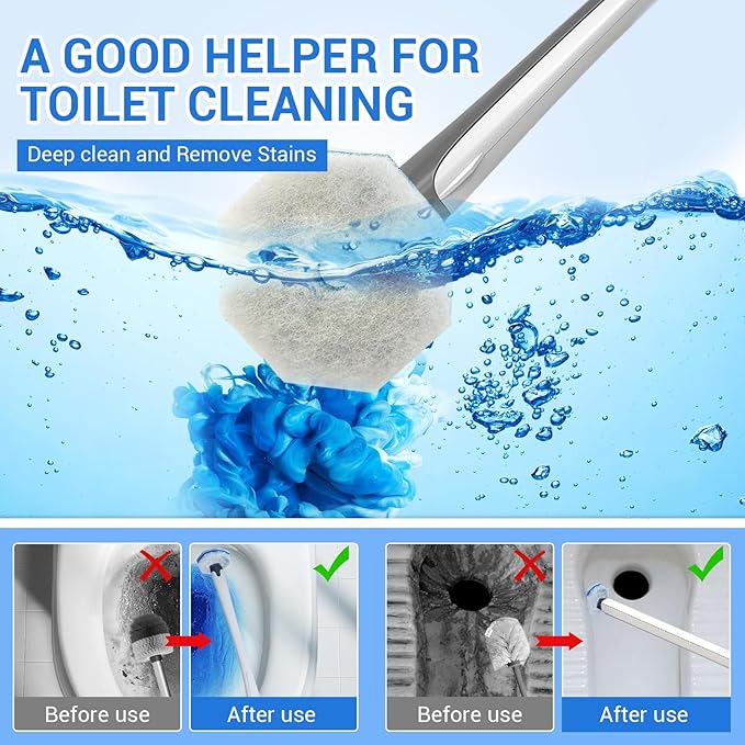 50PC Toilet Bowl Wand Refills, Disposable Toilet Brush Heads, Wall Mounted - Image 3