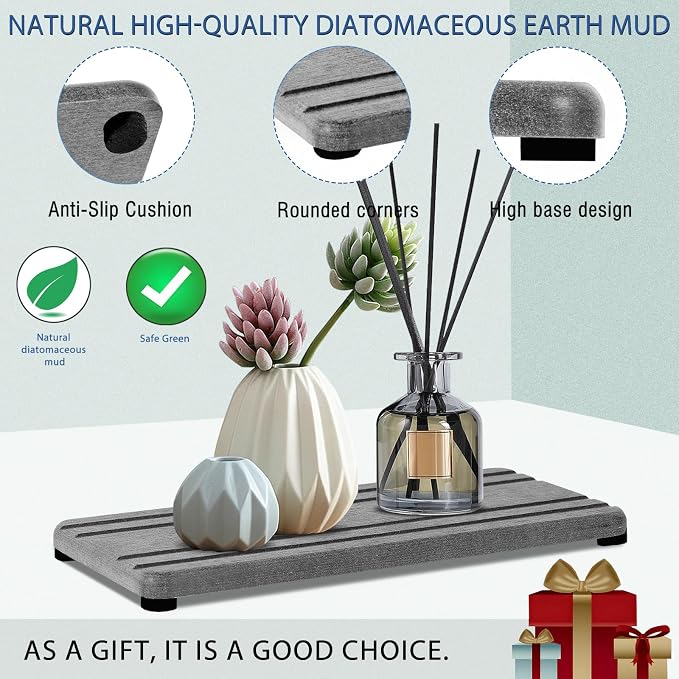 2PCS Water Absorbing Stone Tray, Quick Drying Diatomite Stone Sink Tray - Image 5