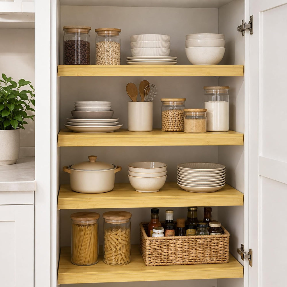 Wire Shelf Covers, Bamboo Wire Rack Covers (4PCS, 40" W x 16" D) Na...