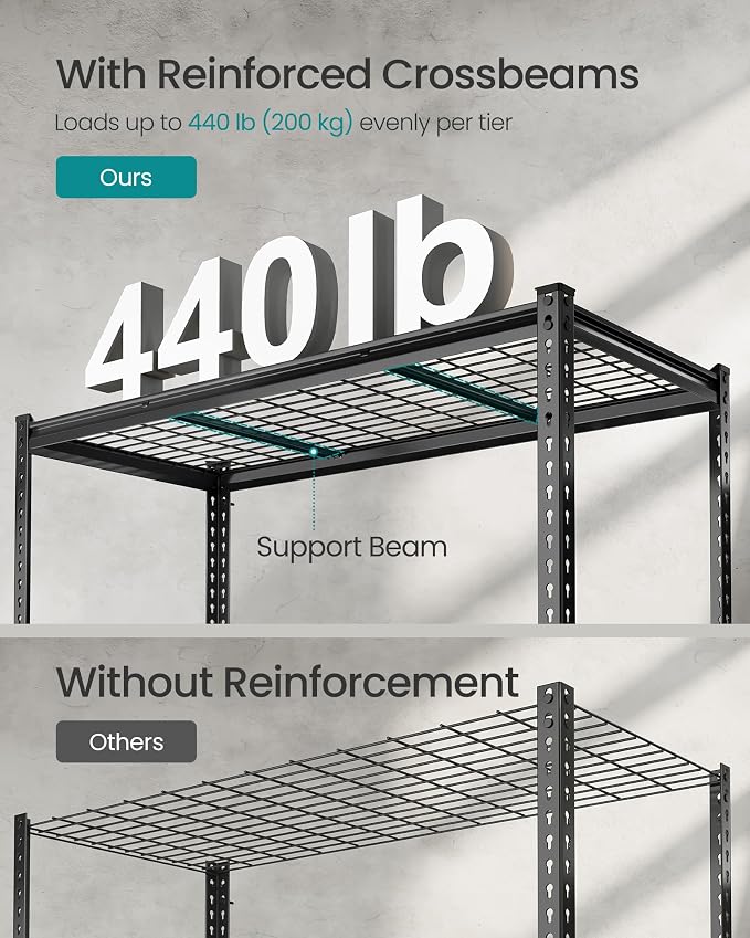 SONGMICS 5-Tier Storage Shelves, Heavy-Duty Garage Shelving, Adjustable - Image 4
