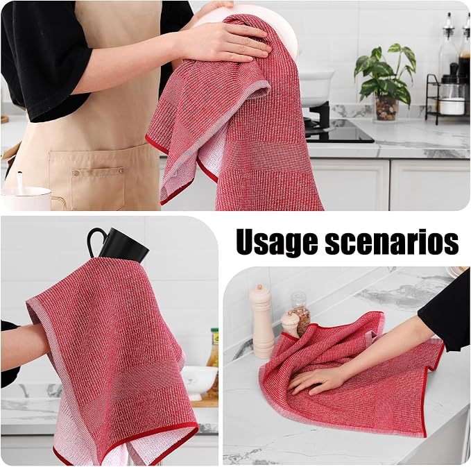 Homaxy Premium Kitchen Towels, Large Cotton Kitchen Hand Towels, Flat and Terry - Image 4