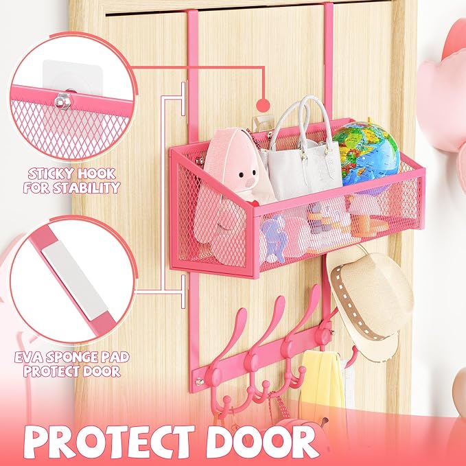 Over The Door Hooks Organizer, Coat Rack Over The Door Storage Hanger Towel Rack - Image 3