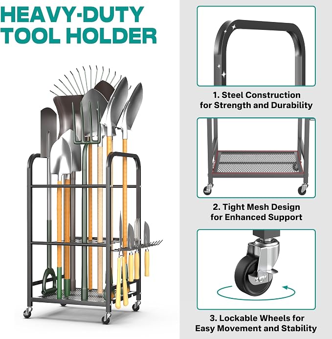 EVERHANGER Garden Tool Organizer and Storage, Yard Tool Stand Garage Tool - Image 4