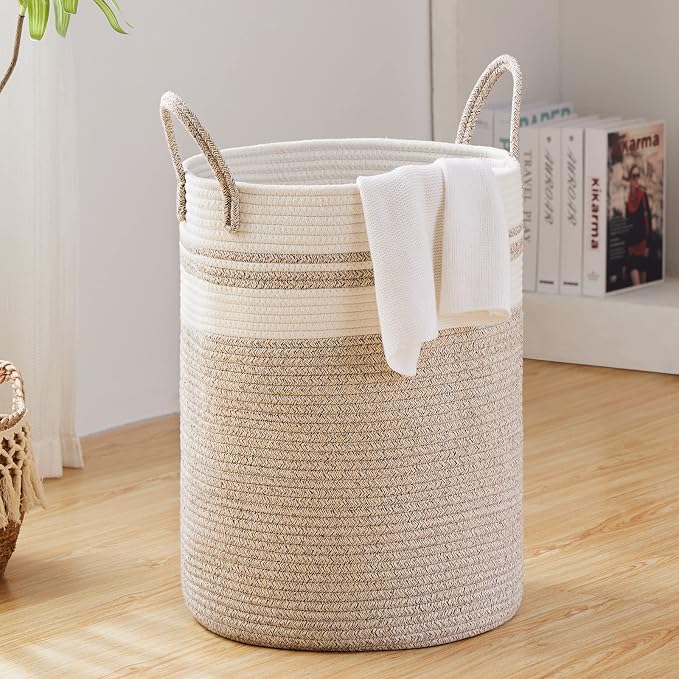 Large Laundry Hamper, Tall Woven Storage Basket by Fionasmagic