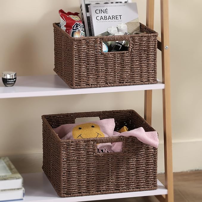 HOONEX Storage Baskets for Organizing, Decorative Round Paper Rope Woven - Image 2