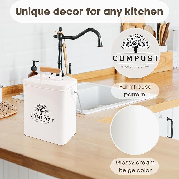 PERFNIQUE Kitchen Compost Bin, 1.7 Gallon Countertop Compost Bin - Image 4