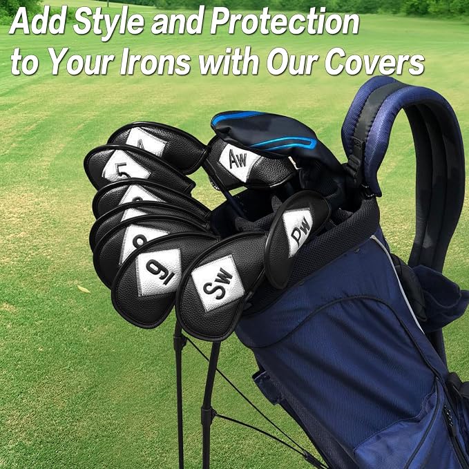 FINGER TEN Premium Synthetic Leather Stylish Iron & Wedge Golf Head Covers - Image 7
