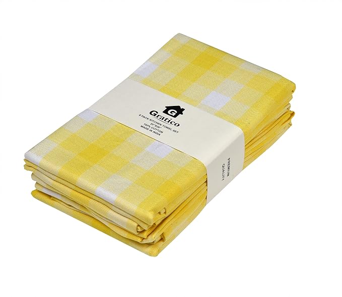 Kitchen Towels Set of 6 Soft Premium Cotton Highly Absorbent Dish Towels 20X30 by Gratico