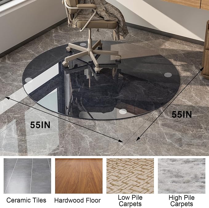 GLSLAND Round Tempered Glass Floor Mat - Image 3