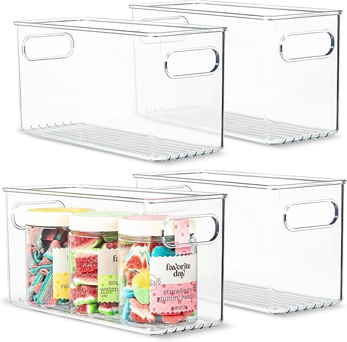 Plastic Food Storage 4 Pack Clear Container Bin by primebox