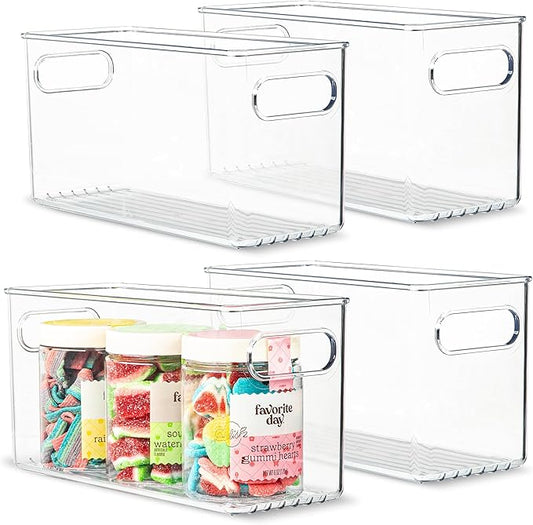 Plastic Food Storage 4 Pack Clear Container Bin by primebox