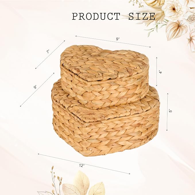 Set of 2 Heart Wicker Storage Bins - Image 4