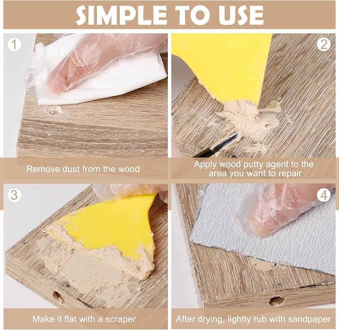 SEISSO Wood Putty, Wood Putty Outdoor Waterproof, Wood Repair Putty Stainable - Image 4