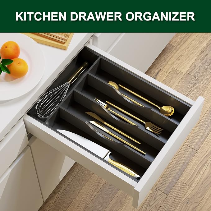 Bellsal Black Utensil Organizer 10 Inch Silverware Tray - Image 2