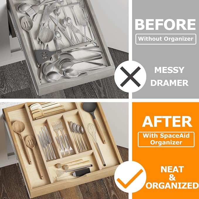 WelFurGeer Premium Wooden Silverware Organizer - Image 3