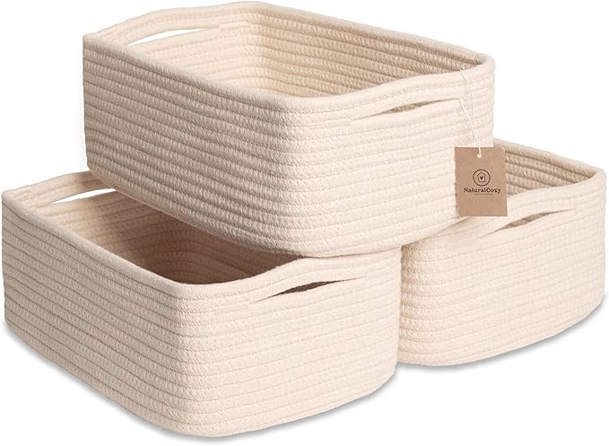 NaturalCozy 11.8"x8"x4.5” Storage Baskets by NaturalCozy