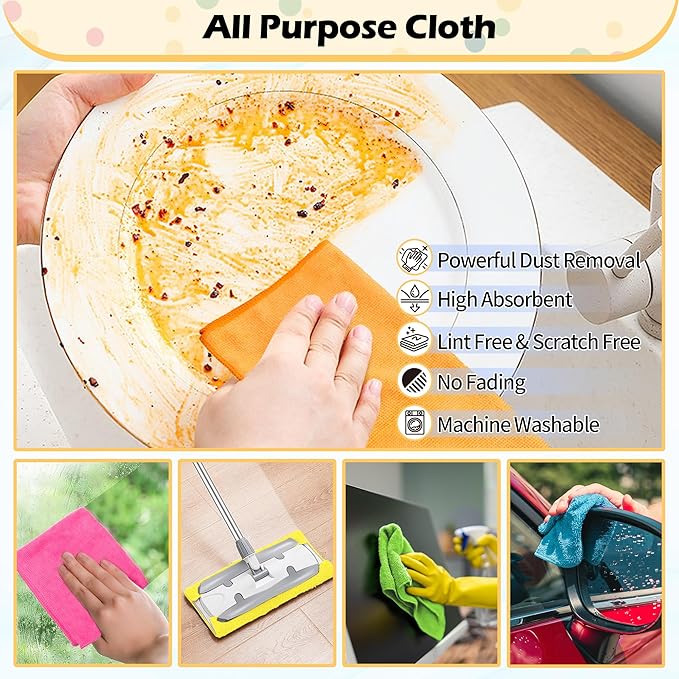 FIXSMITH Microfiber Cleaning Cloth, 20 Pack Cleaning Rags, Cleaning Towels - Image 4