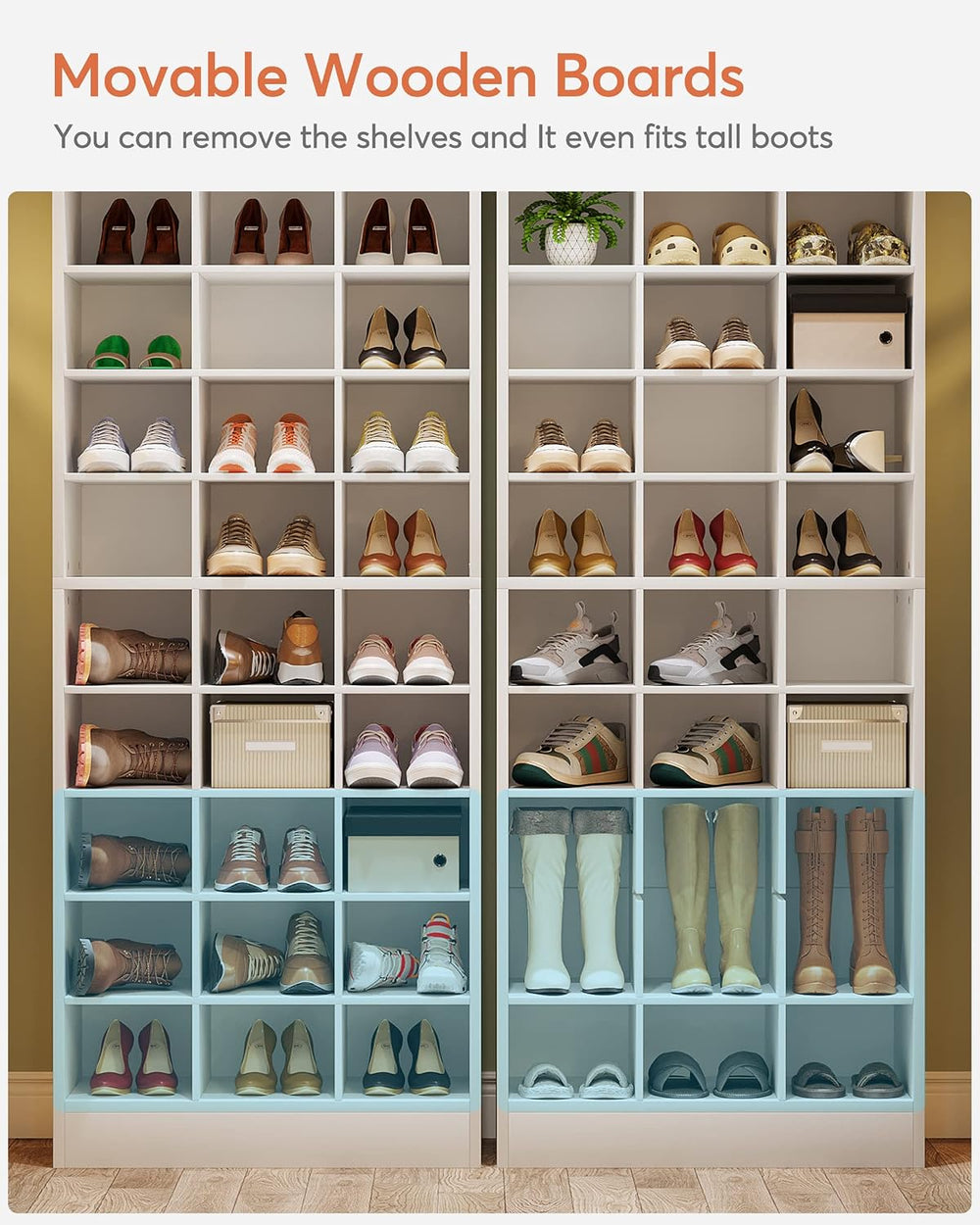 Tribesigns 10-Tier Shoe Storage Cabinet Set of 2, White Wooden Shoe Rack with...