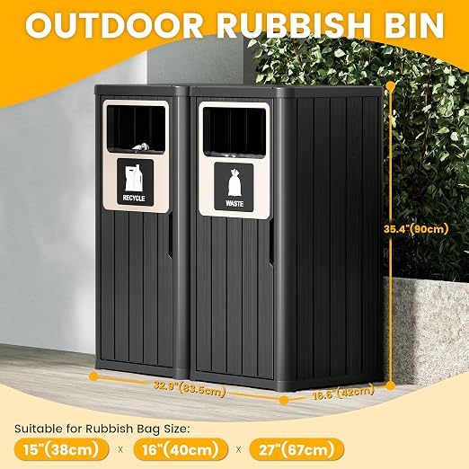 2pcs Outdoor Trash Can Waterproof Resin Garbage Can - Image 2