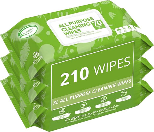 Air Jungles All Purpose Car and Home Cleaning Wipes 70 Count, Extra Large 8" x by AirJungles