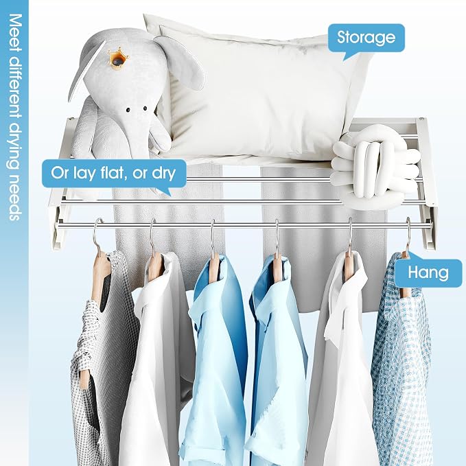 Drying Rack Clothing, Clothes Drying Rack Wall Mounted, Collapsible Hanging - Image 4