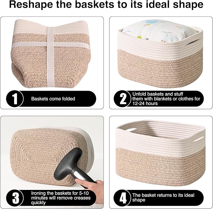 Storage Baskets for Shelves, Woven Storage Basket, Bins for Cube Storage - Image 7