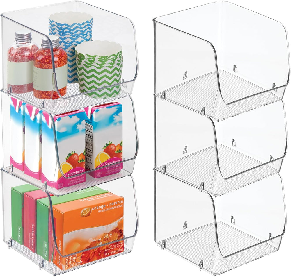 iDesign Stackable Open-Front Storage Bins, Set of 6, Clear