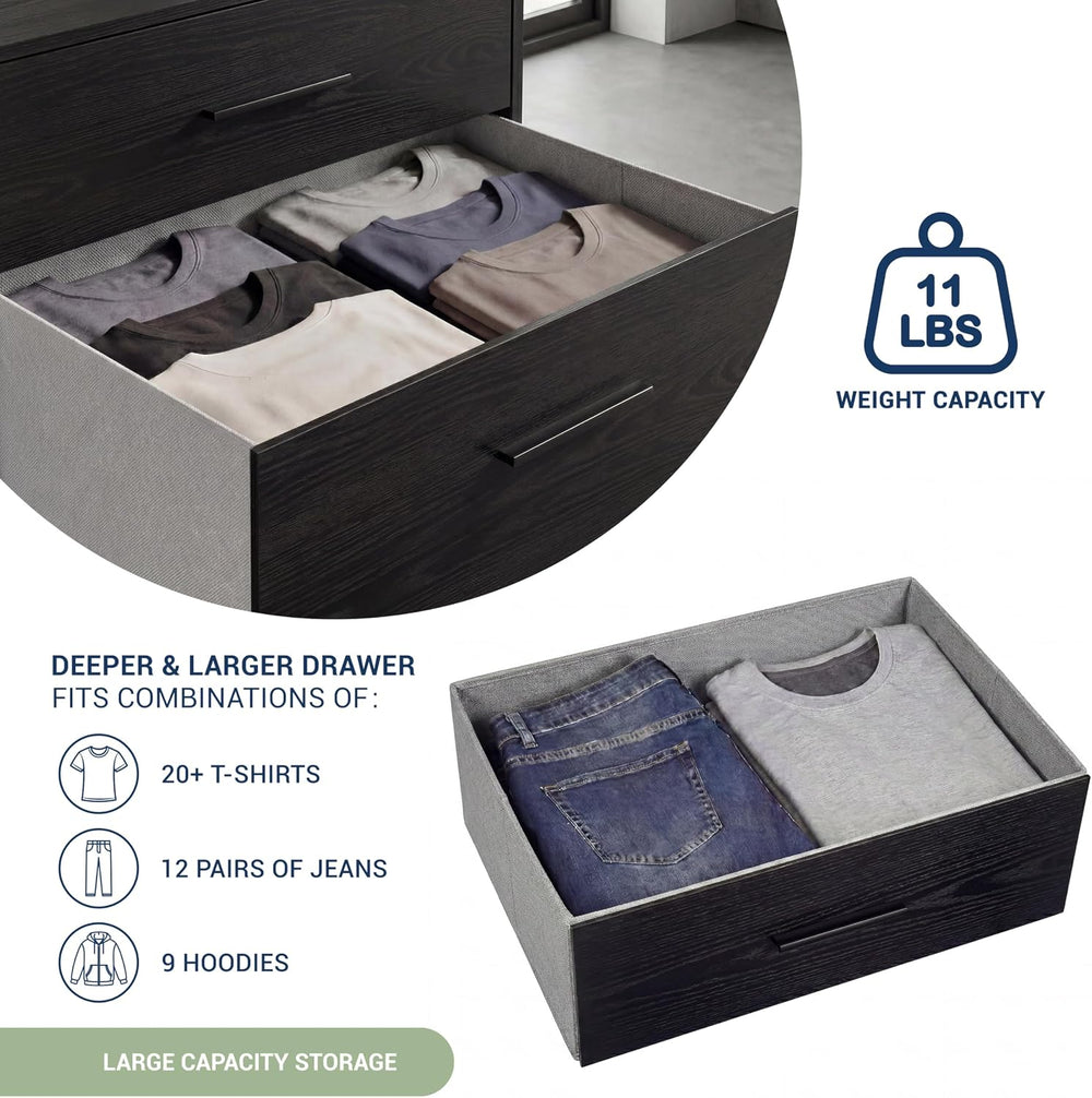 5-Drawer Dresser w/Fabric Drawers, Modern, Storage Chest,Black