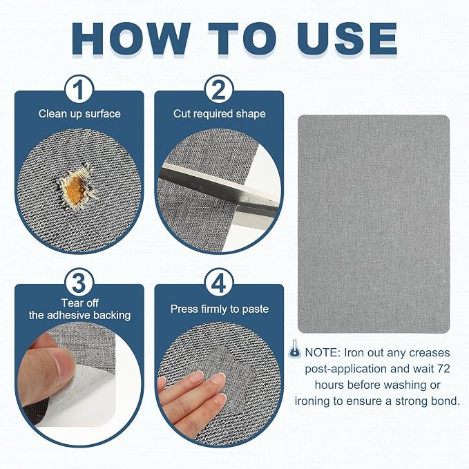 PATIKIL 8x11 Inch Linen Repair Patches, Light Blue - Image 4