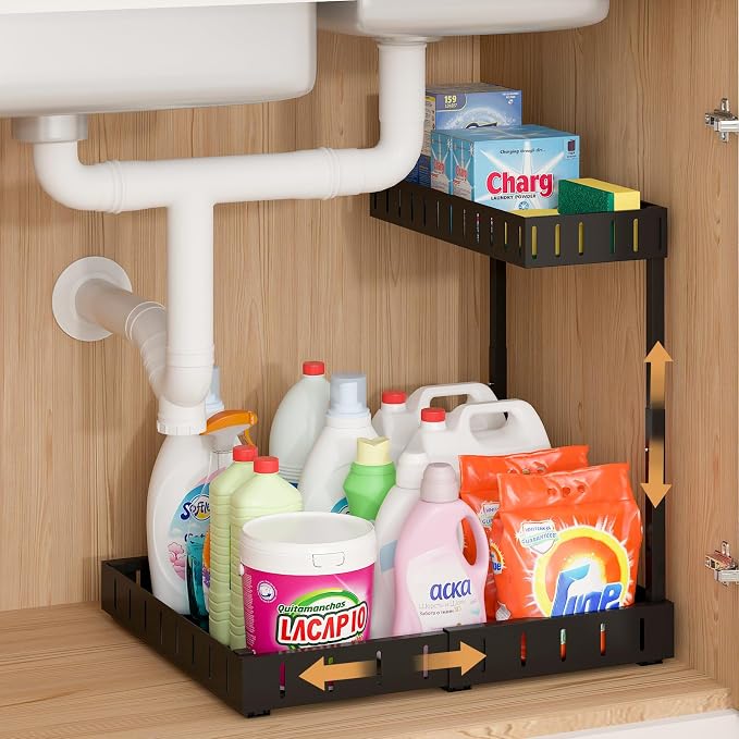 REALINN Under Sink Organizer, 2 Tier Expandable Under Cabinet Organizer by REALINN