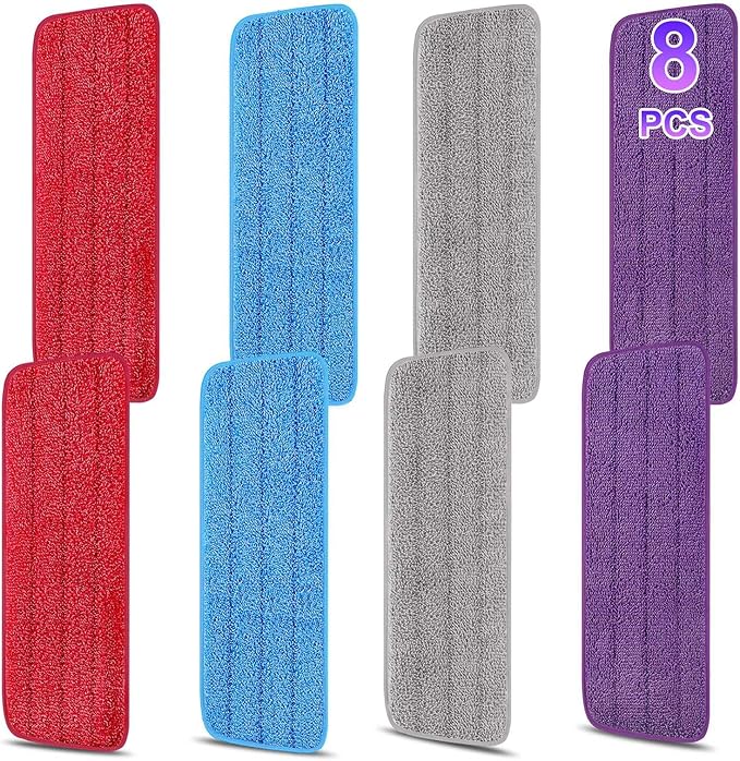 8 Pack 16.5 inch Reusable Mop Pads Microfiber Spray Mop Replacement Heads by H-Gamely