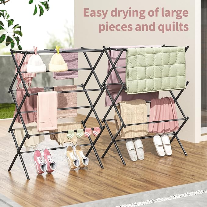 APEXCHASER Clothes Drying Rack, 3-Tier Laundry Drying Rack - Image 5