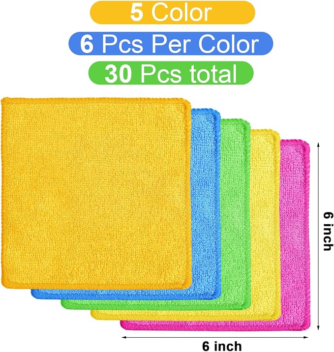 Tanlade Microfiber Cleaning Cloth 6"x6" Cleaning Rags Reasonable Kitchen Towels - Image 2