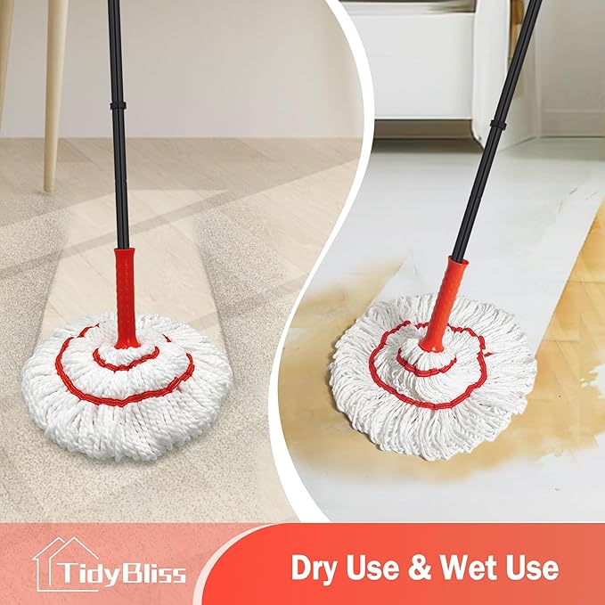 Self Wringing Twist Mop for Floor Cleaning, 57.5 inches Long Handle Cotton - Image 4