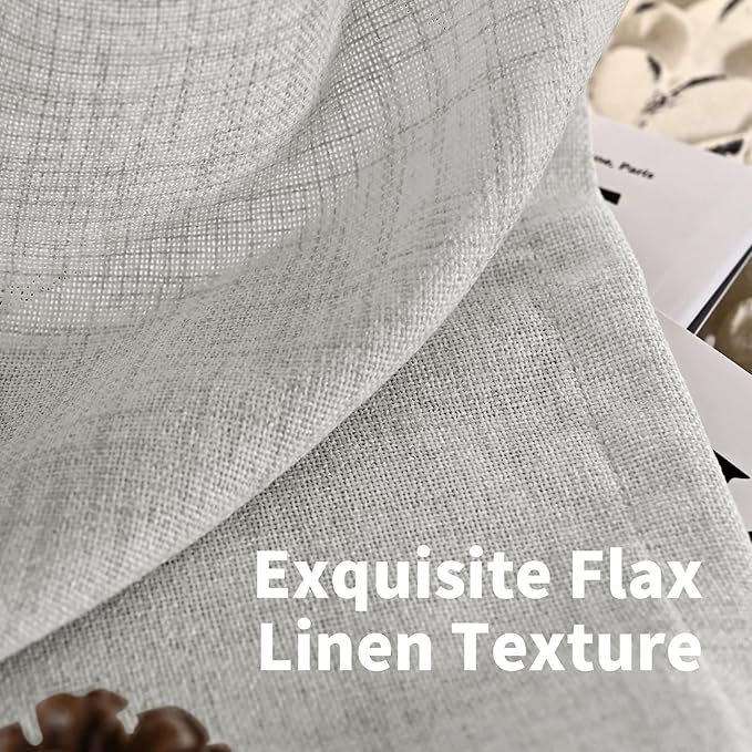 YoungsTex Light Grey Linen Curtains 63 Inches Length 2 Panels - Image 4