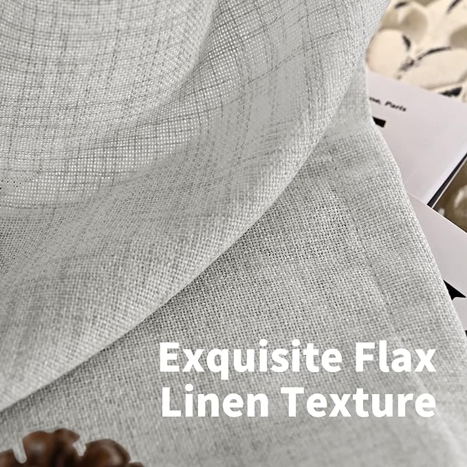 YoungsTex Light Grey Linen Curtains 90 Inch Long - Image 4