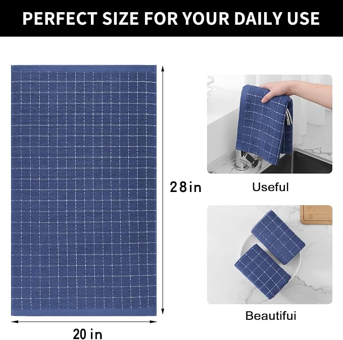 Homaxy 100% Cotton Terry Kitchen Towels, Checkered Designed, Soft and Super - Image 5