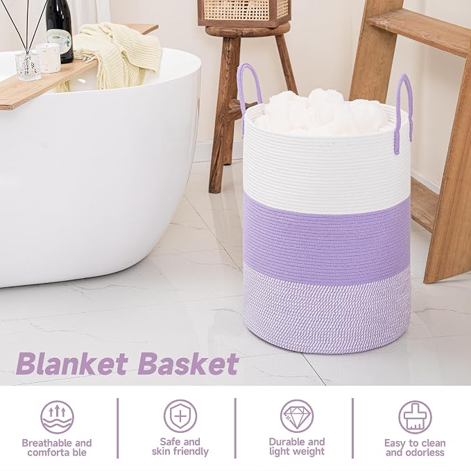 CLHMILY&Z 80L Laundry Basket Round Storage Rope Basket - Image 4