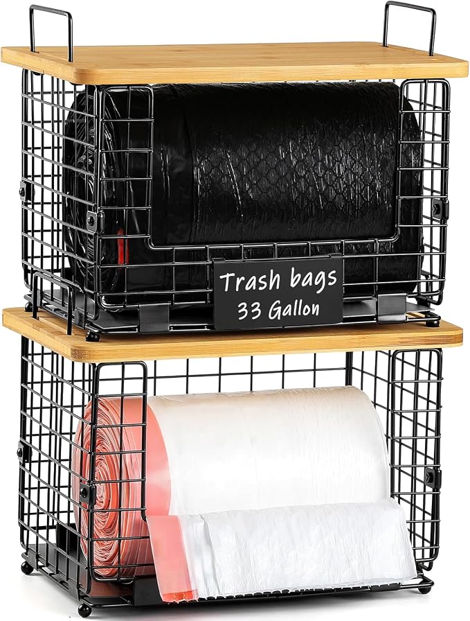 1 Pack Stackable Storage Trash Bag Baskets by AOZITA