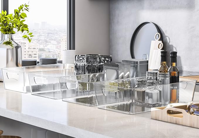 Simple Houseware 4 Pcs Kitchen Clear Bin Storage Organizer - Image 4
