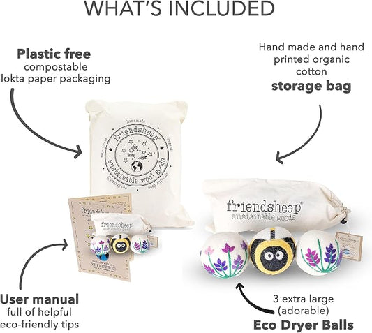 Friendsheep Wool Dryer Balls, Organic Reusable Fabric Softener Alternative - Image 2