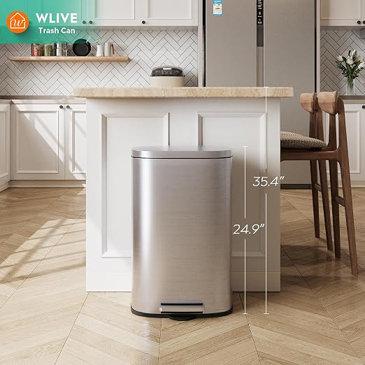 WLIVE 13 Gallon Stainless Steel Trash Can - Image 2