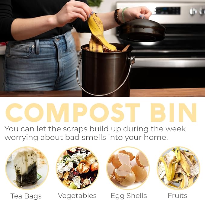 EPICA Countertop Compost Bin Kitchen | 1.3 Gallon | Odorless Composting Bin - Image 8