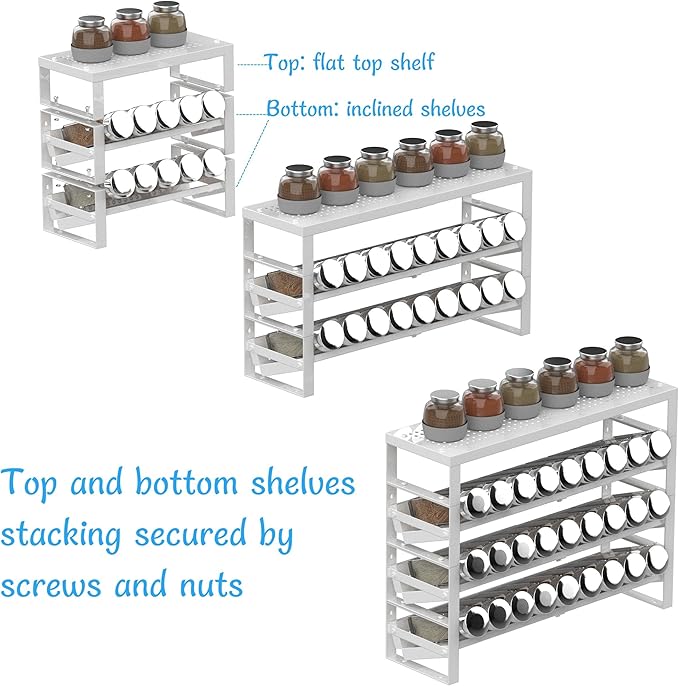 Expandable, Adjustable Spice Rack kitchen Organizer, Metal Pantry Storage - Image 6