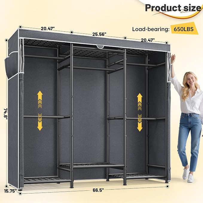 Raybee Clothes Rack with Cover Heavy Duty Clothing Racks - Image 5