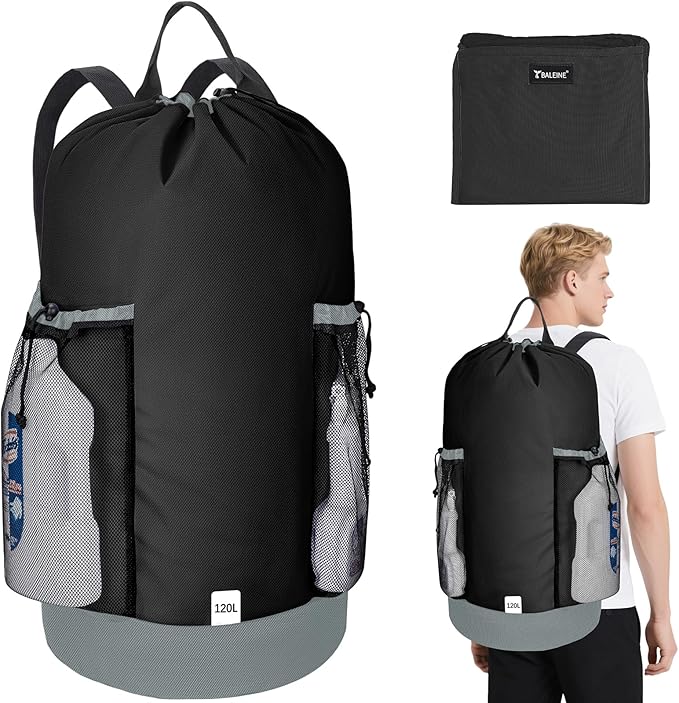 BALEINE 120L Laundry Bag Backpack, 900D Oxford Fabric Large Travel Laundry Bags by BALEINE