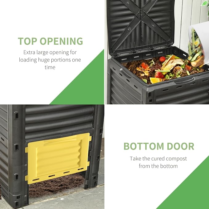 Outsunny Garden Compost Bin 80 Gallon Outdoor Large Capacity Composter Fast